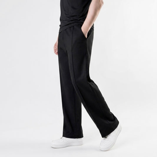 French Terry Pleated Trouser - Black
