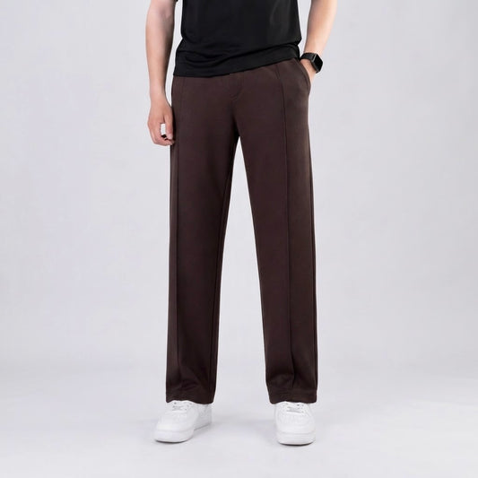French Terry Pleated Trouser - Mocha Brown