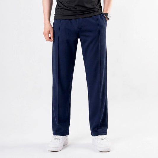 French Terry Pleated Trouser - Navy Blue