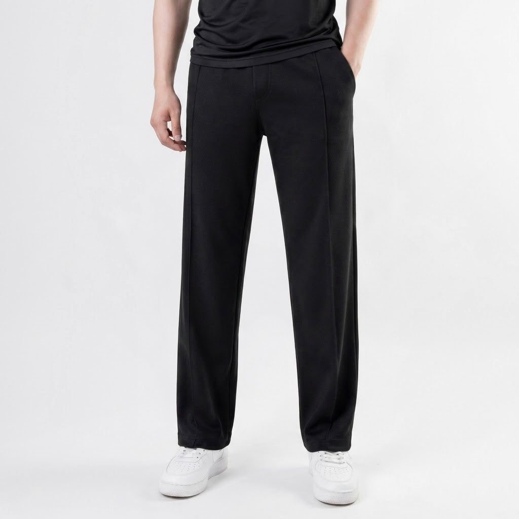 French Terry Pleated Trouser - Black