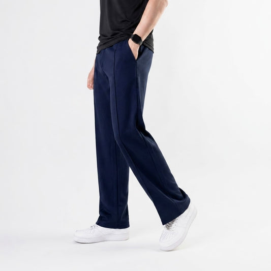French Terry Pleated Trouser - Navy Blue