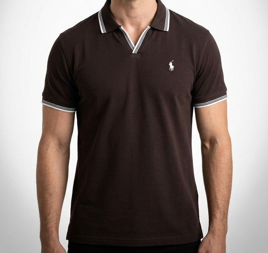Signature Tipped Polo - Mocha Brown
