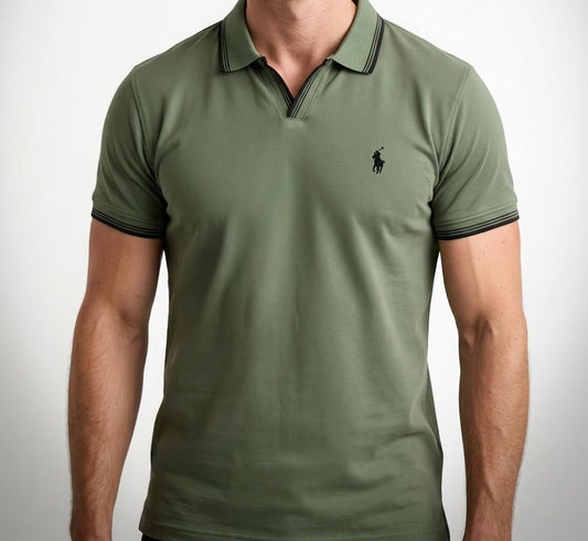Signature Tipped Polo - Olive Green