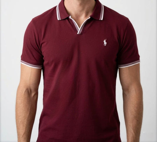 Signature Tipped Polo – Heritage Maroon