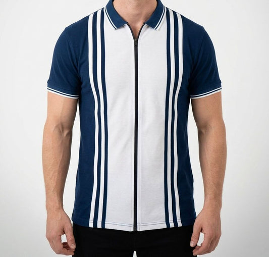 Dual Tone - Zipper Polo Royal Blue