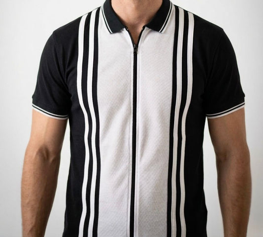 Dual Tone - Zipper Polo Black