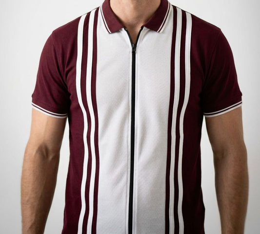 Dual Tone - Zipper Polo Maroon